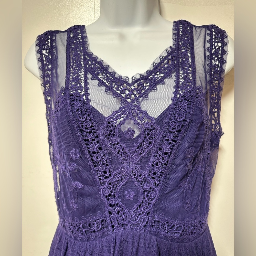 Free People purple lace mesh mini dress - Picture 4 of 11